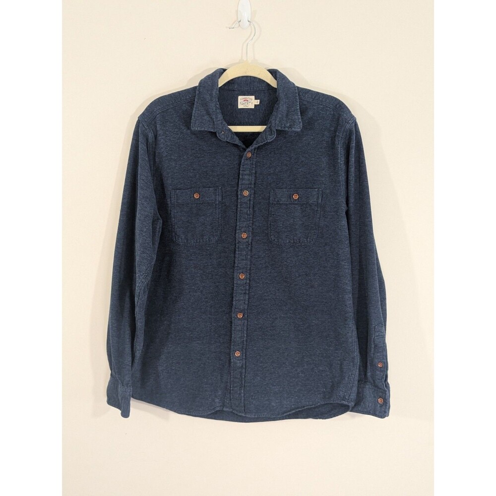 Faherty Shirt Mens Large Blue Brushed Alpine Knit Flannel Cotton Long Sleeve - Picture 3 of 10